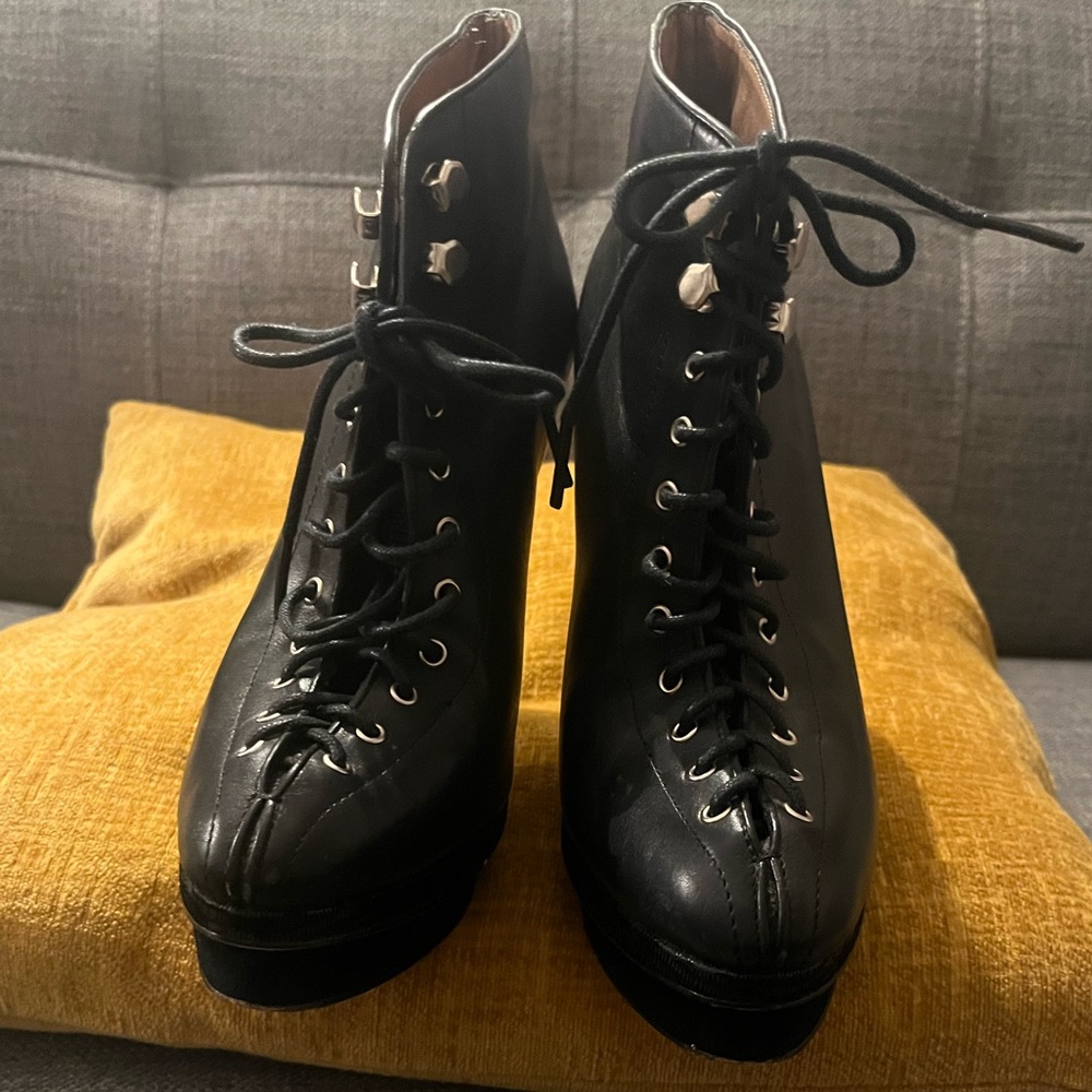 Ann Taylor stiletto bootie heels platform.